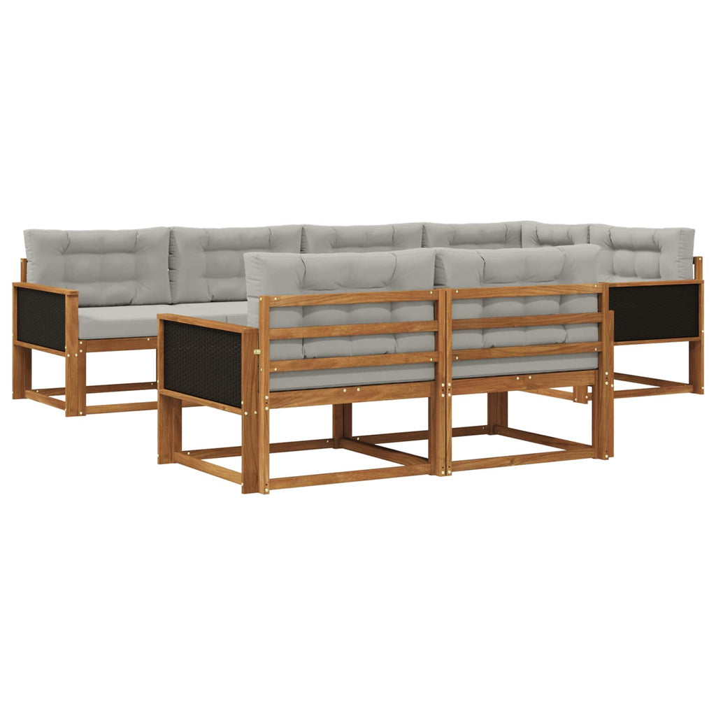 Outdoor-Sofagarnitur mit Kissen 7 pcs Natur und Hellgrau