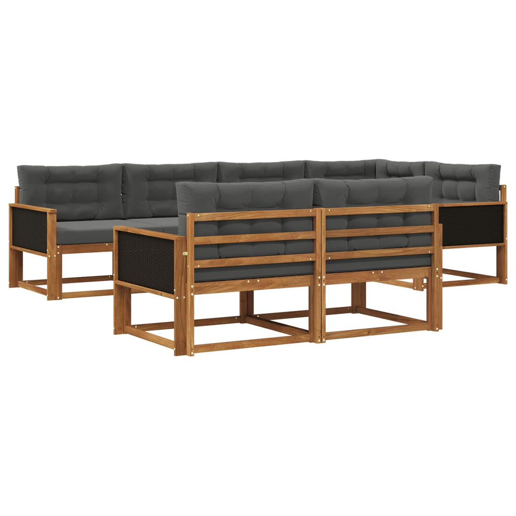 Outdoor-Sofagarnitur mit Kissen 7 pcs Natur und Anthrazit