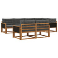 Outdoor-Sofagarnitur mit Kissen 7 pcs Natur und Anthrazit