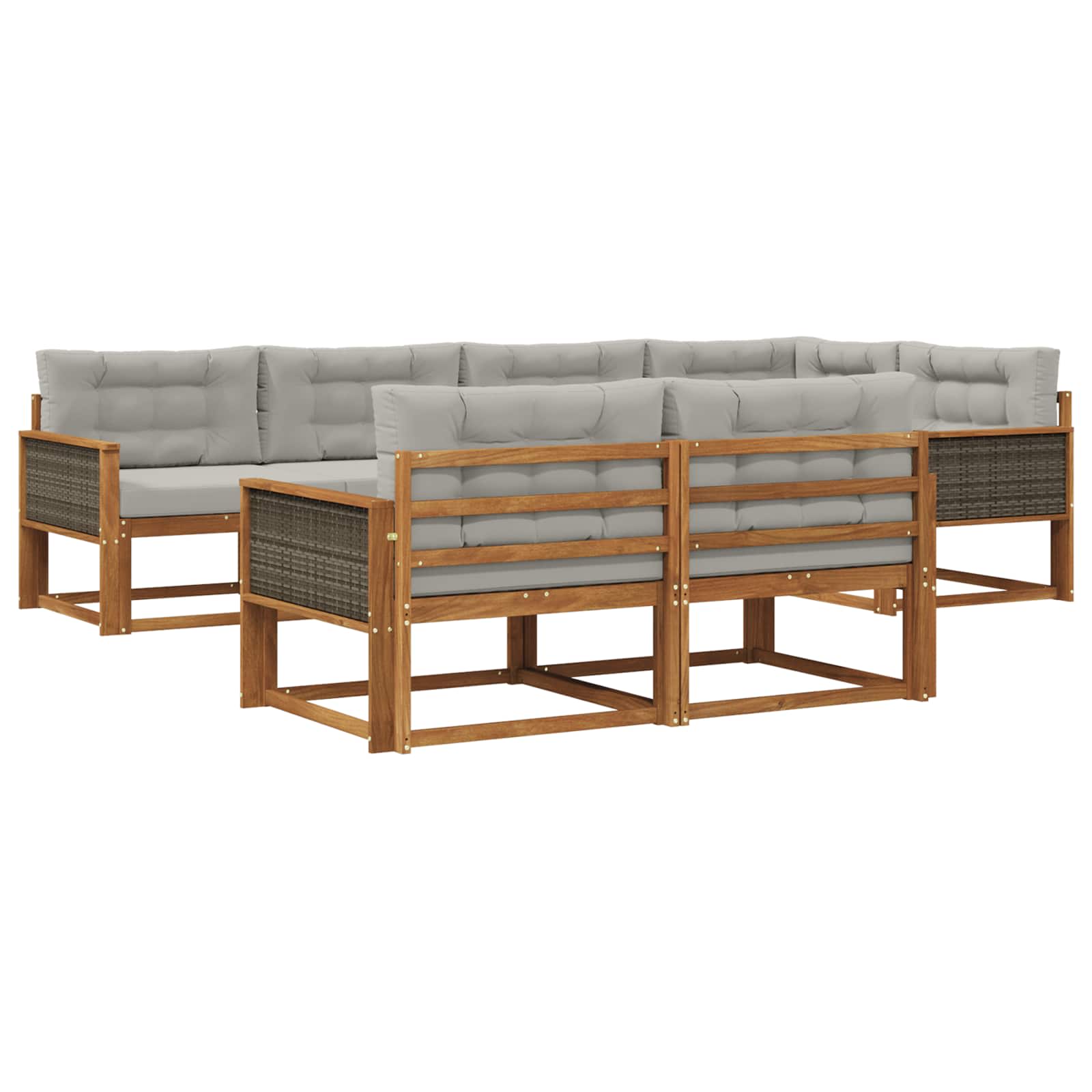 Outdoor-Sofagarnitur mit Kissen 7 pcs Natur und Hellgrau