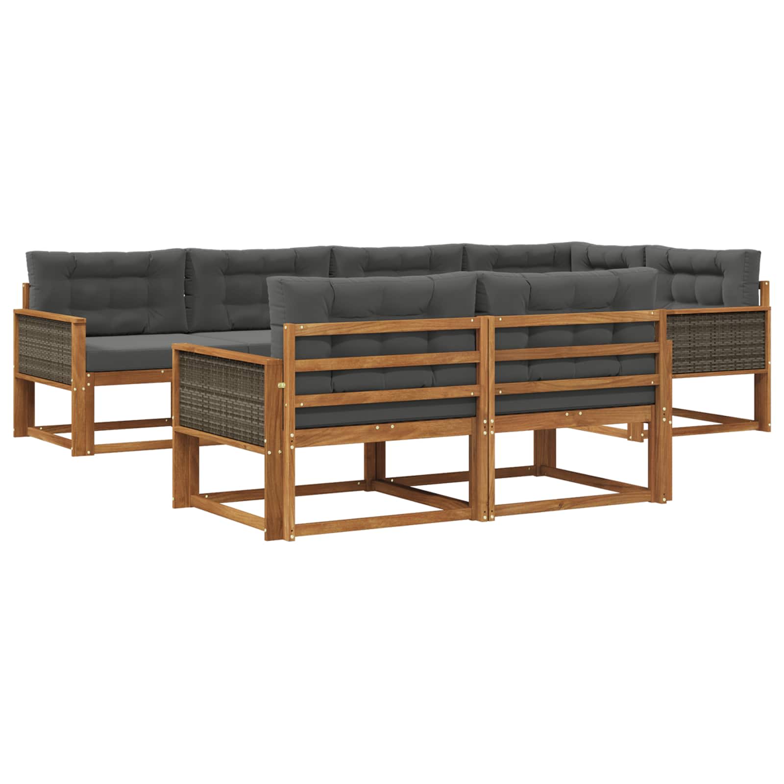 Outdoor-Sofagarnitur mit Kissen 7 pcs Natur und Anthrazit