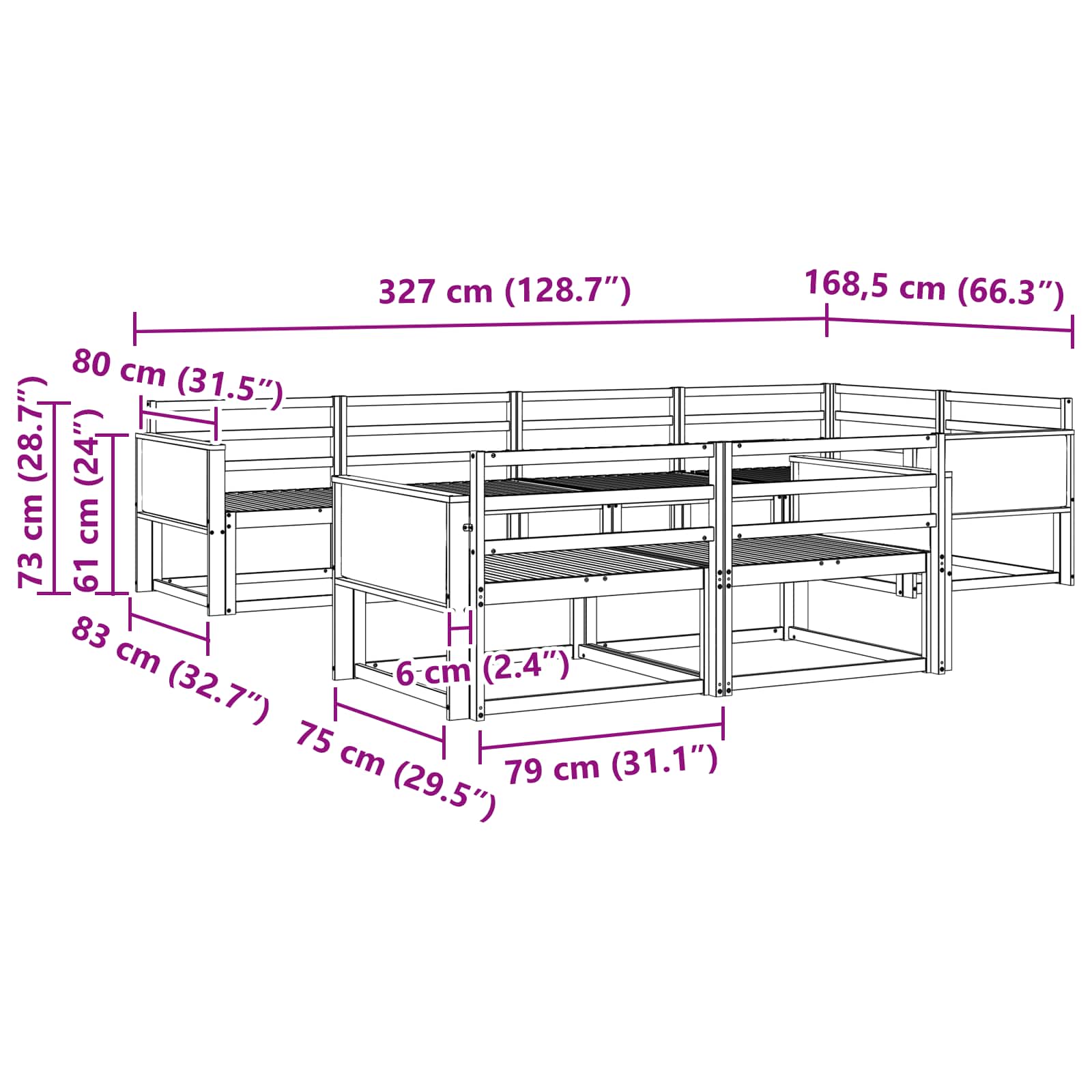 Outdoor-Sofagarnitur 8 pcs Natur Massivholz Akazie
