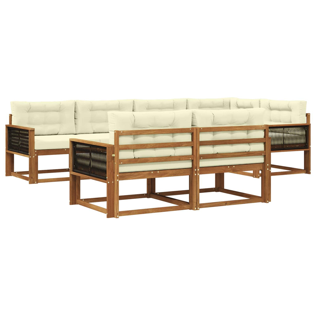 Outdoor-Sofagarnitur mit Kissen 7 pcs Natur und Creme