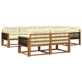 Outdoor-Sofagarnitur mit Kissen 7 pcs Natur und Creme