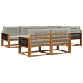 Outdoor-Sofagarnitur mit Kissen 7 pcs Natur und Hellgrau
