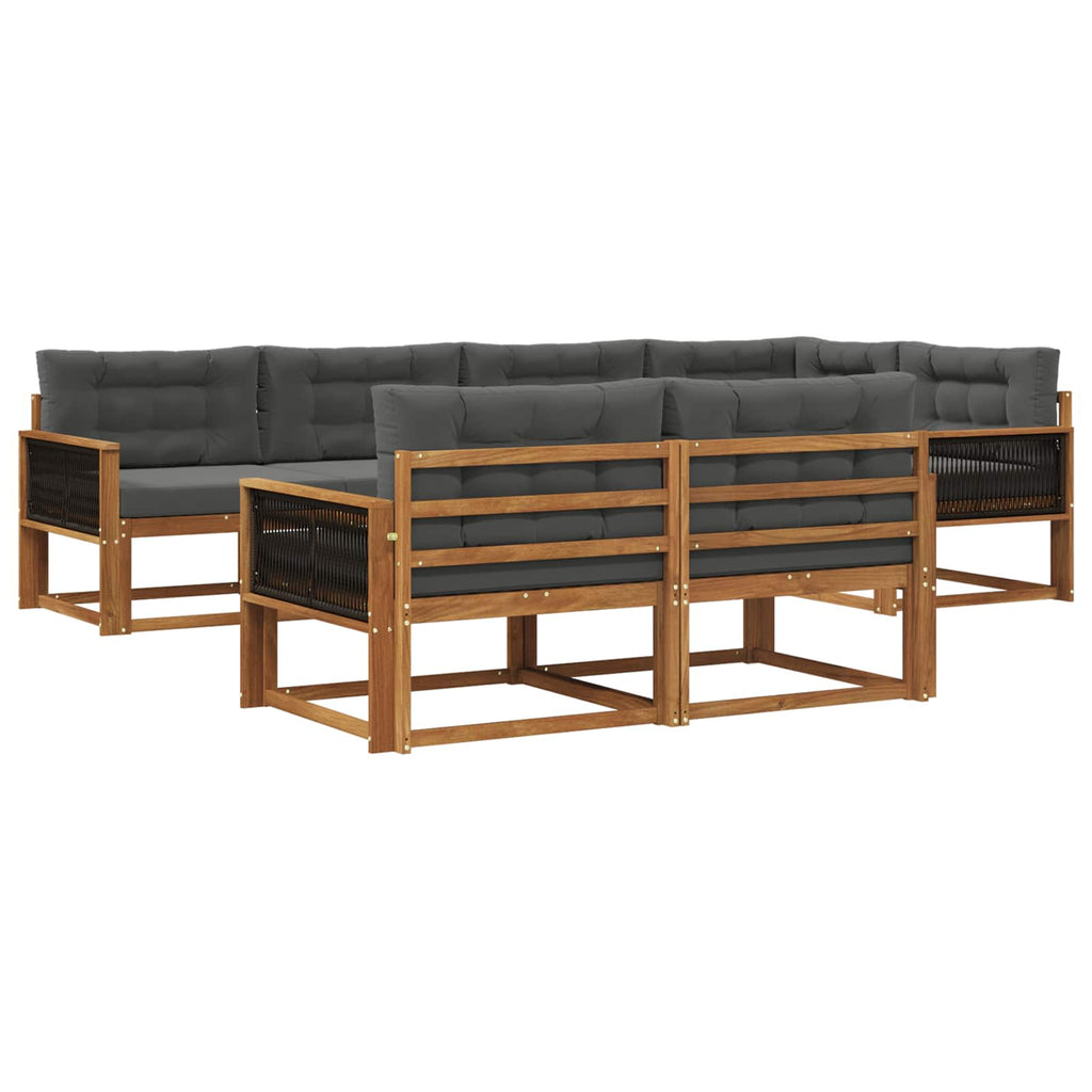 Outdoor-Sofagarnitur mit Kissen 7 pcs Natur und Anthrazit