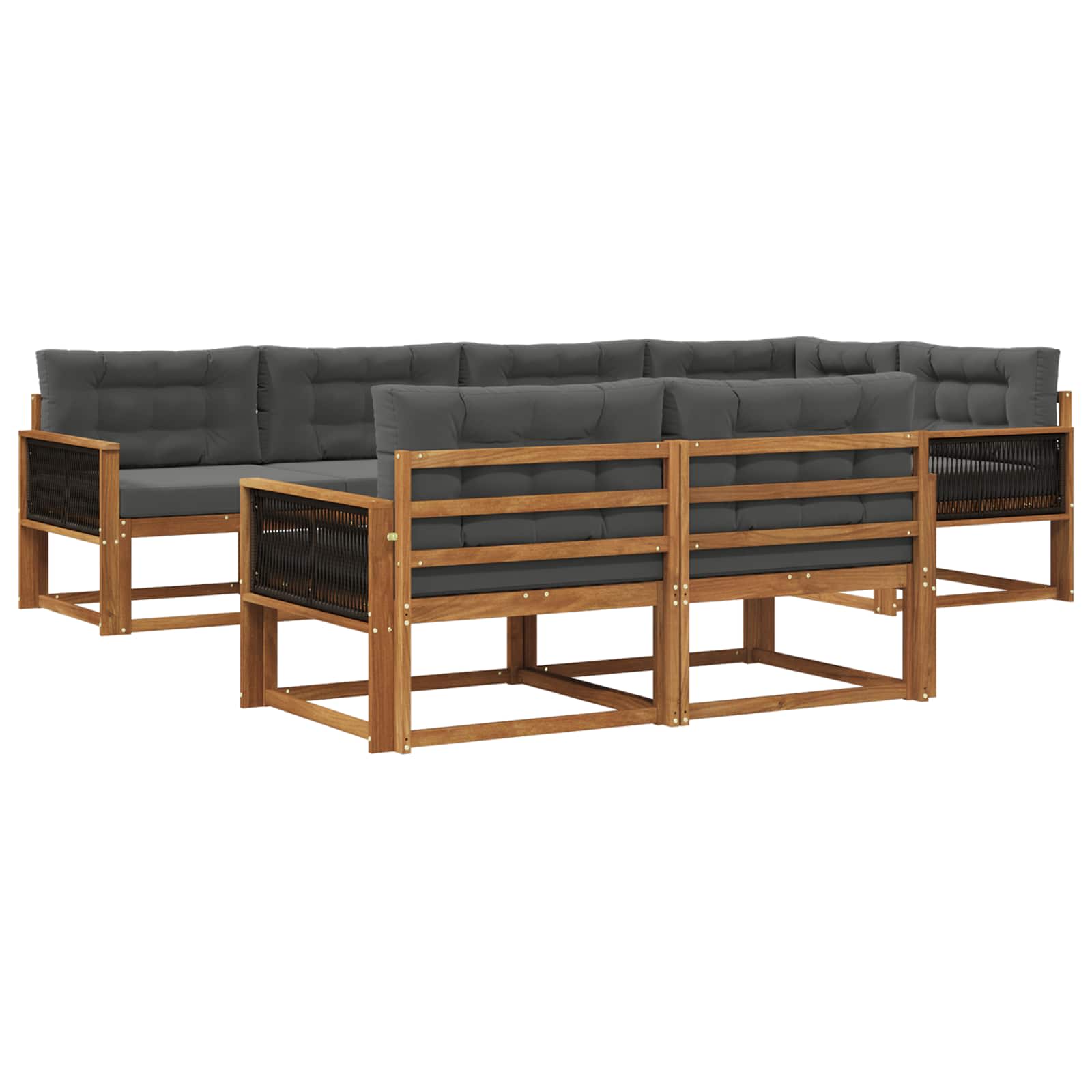 Outdoor-Sofagarnitur mit Kissen 7 pcs Natur und Anthrazit