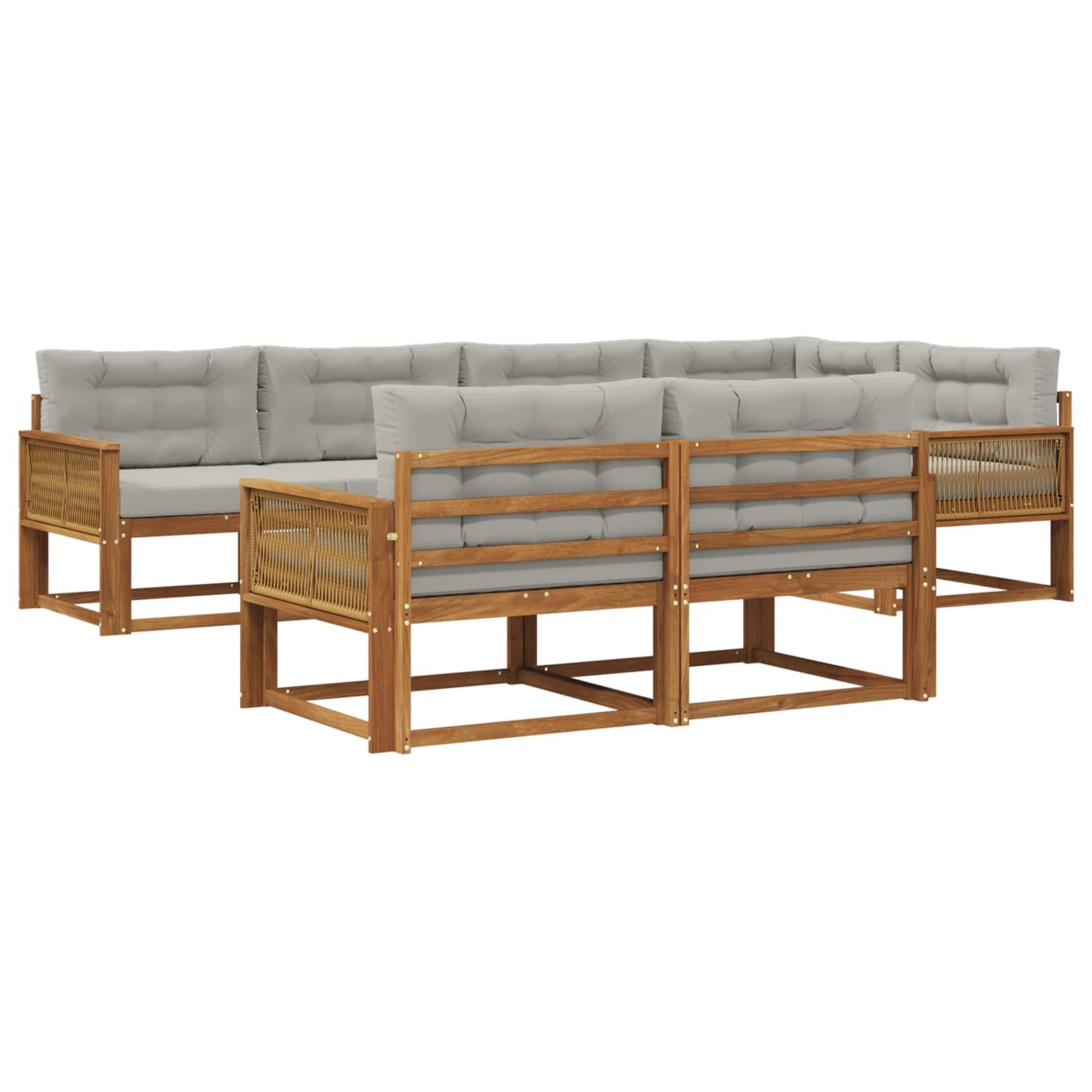 Outdoor-Sofagarnitur mit Kissen 7 pcs Natur und Hellgrau