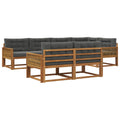 Outdoor-Sofagarnitur mit Kissen 7 pcs Natur und Anthrazit