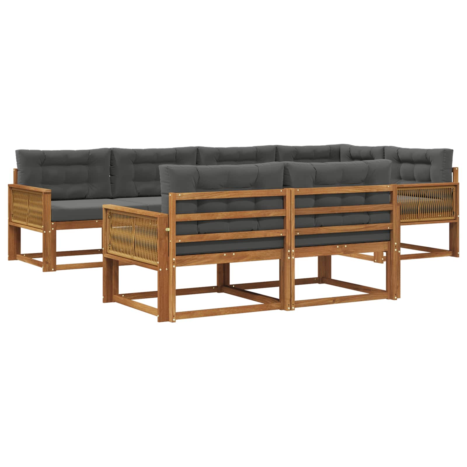 Outdoor-Sofagarnitur mit Kissen 7 pcs Natur und Anthrazit