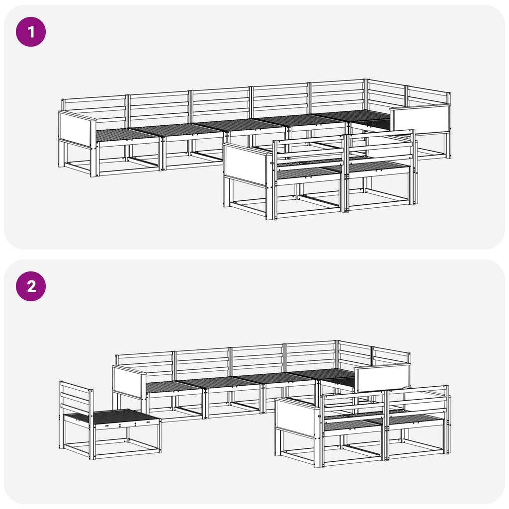 Outdoor-Sofagarnitur 8 Stk. Natur Massives Akazienholz