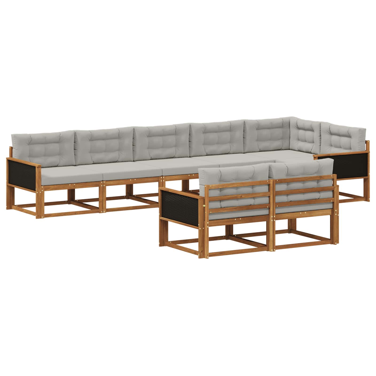 Outdoor-Sofagarnitur 8 Stk. Natur und Hellgrau