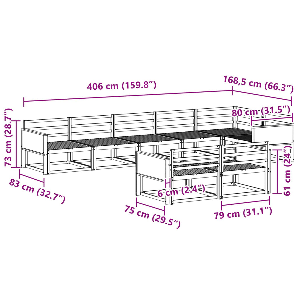 Outdoor-Sofagarnitur 8 Stk. Natur Massives Akazienholz
