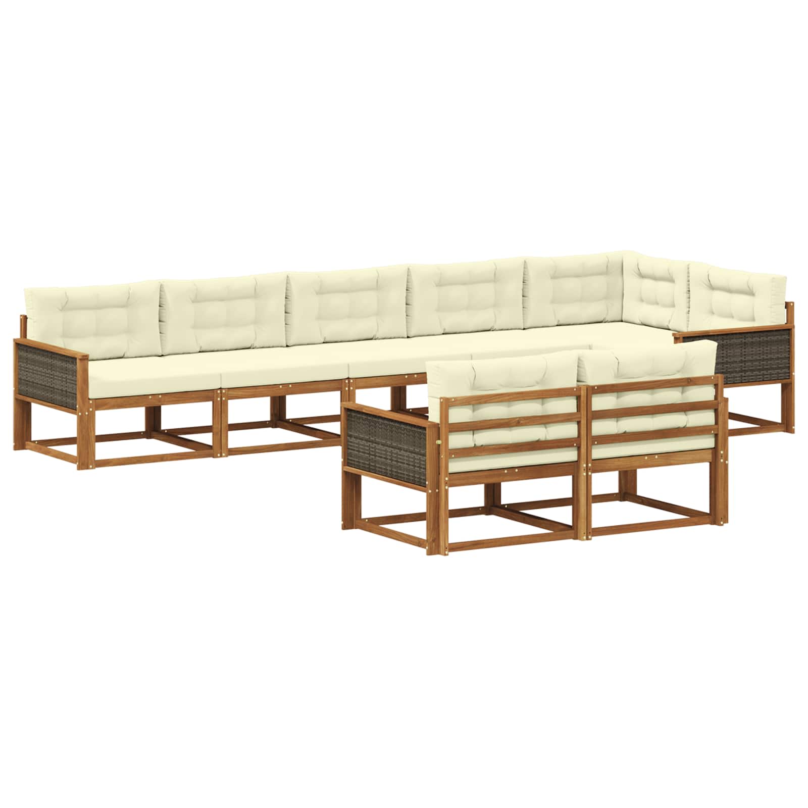 Outdoor-Sofagarnitur 8 Stk. Natur und Creme