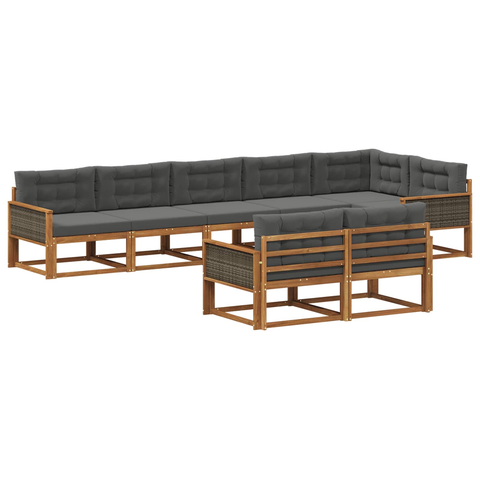 Outdoor-Sofagarnitur 8 Stk. Natur und Anthrazit