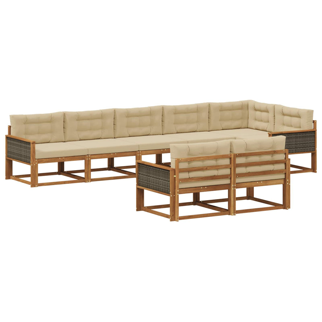 Outdoor-Sofagarnitur 8 Stk. Natur und Beige