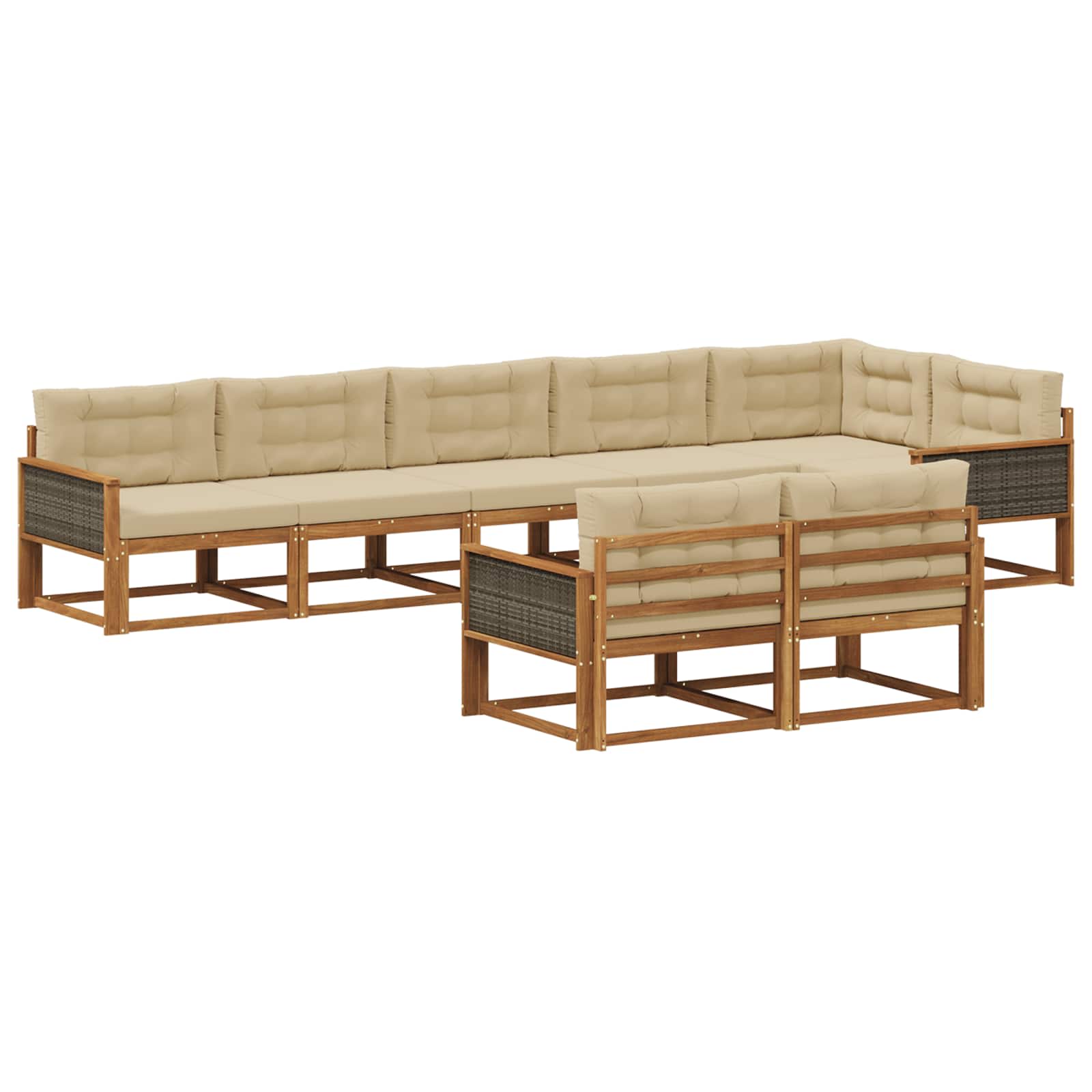 Outdoor-Sofagarnitur 8 Stk. Natur und Beige