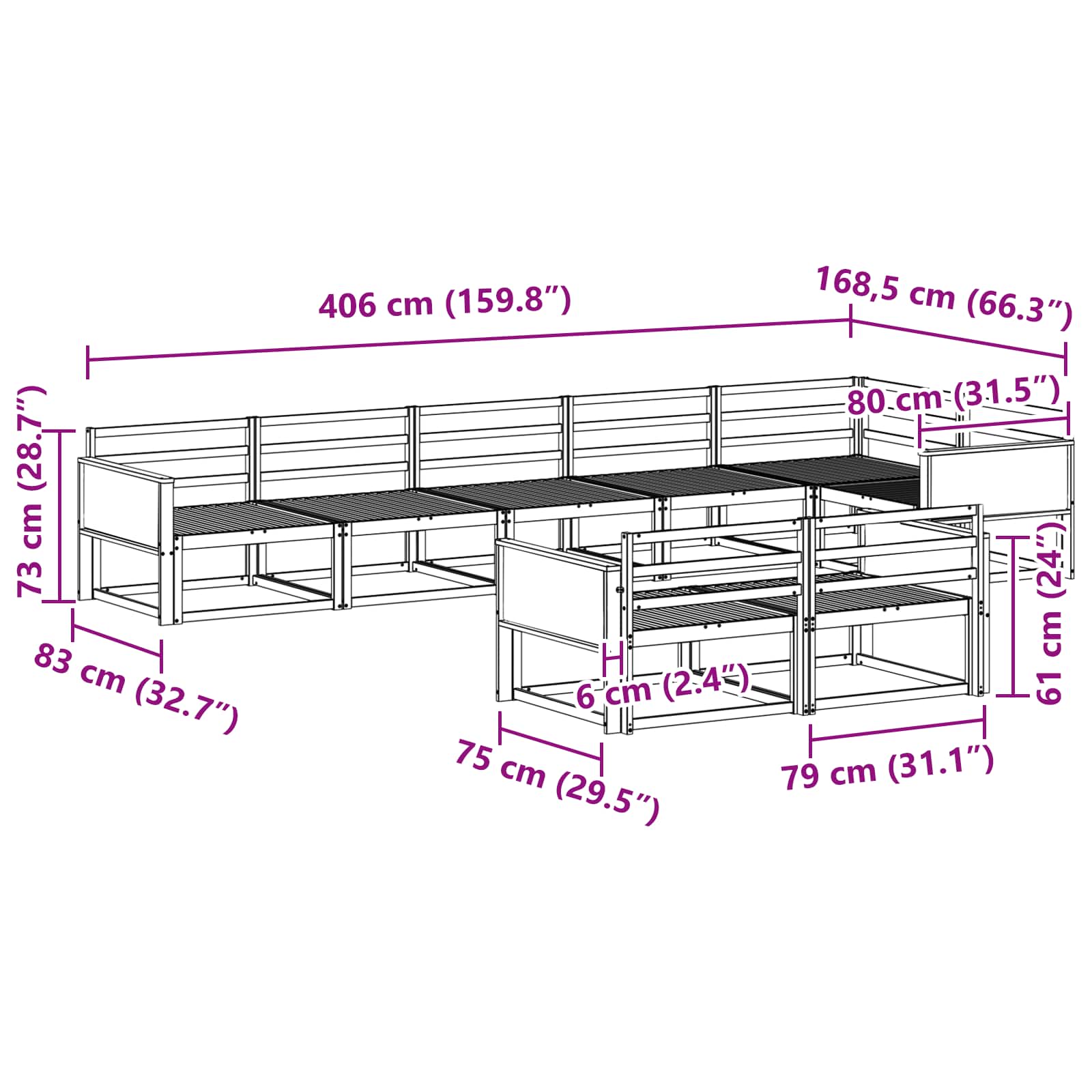 Outdoor-Sofagarnitur 8 Stk. Natur Massives Akazienholz