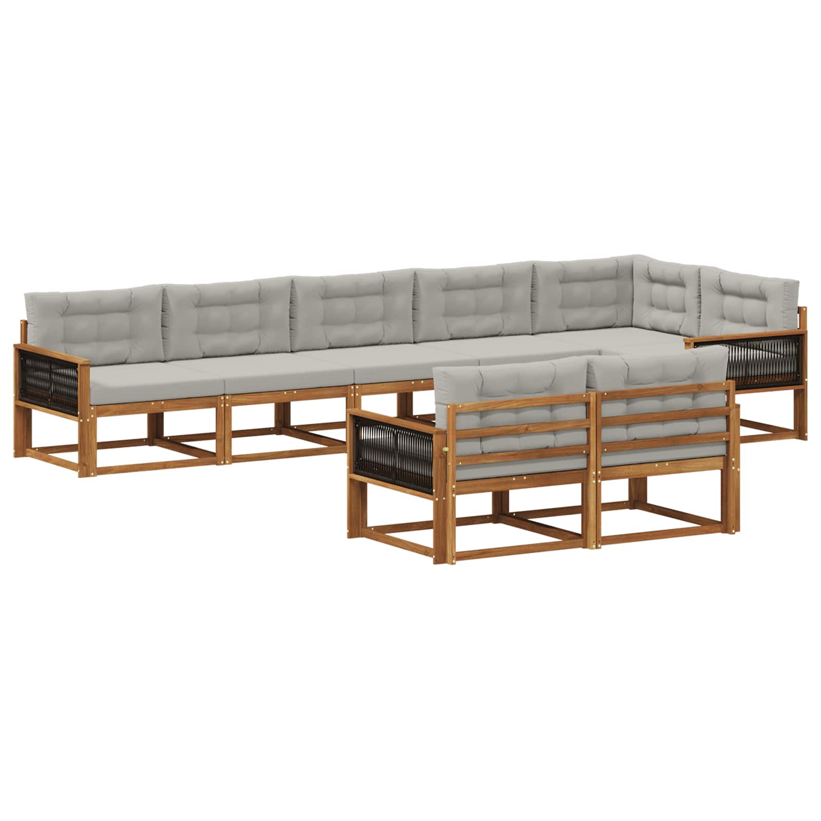 Outdoor-Sofagarnitur 8 Stk. Natur und Hellgrau