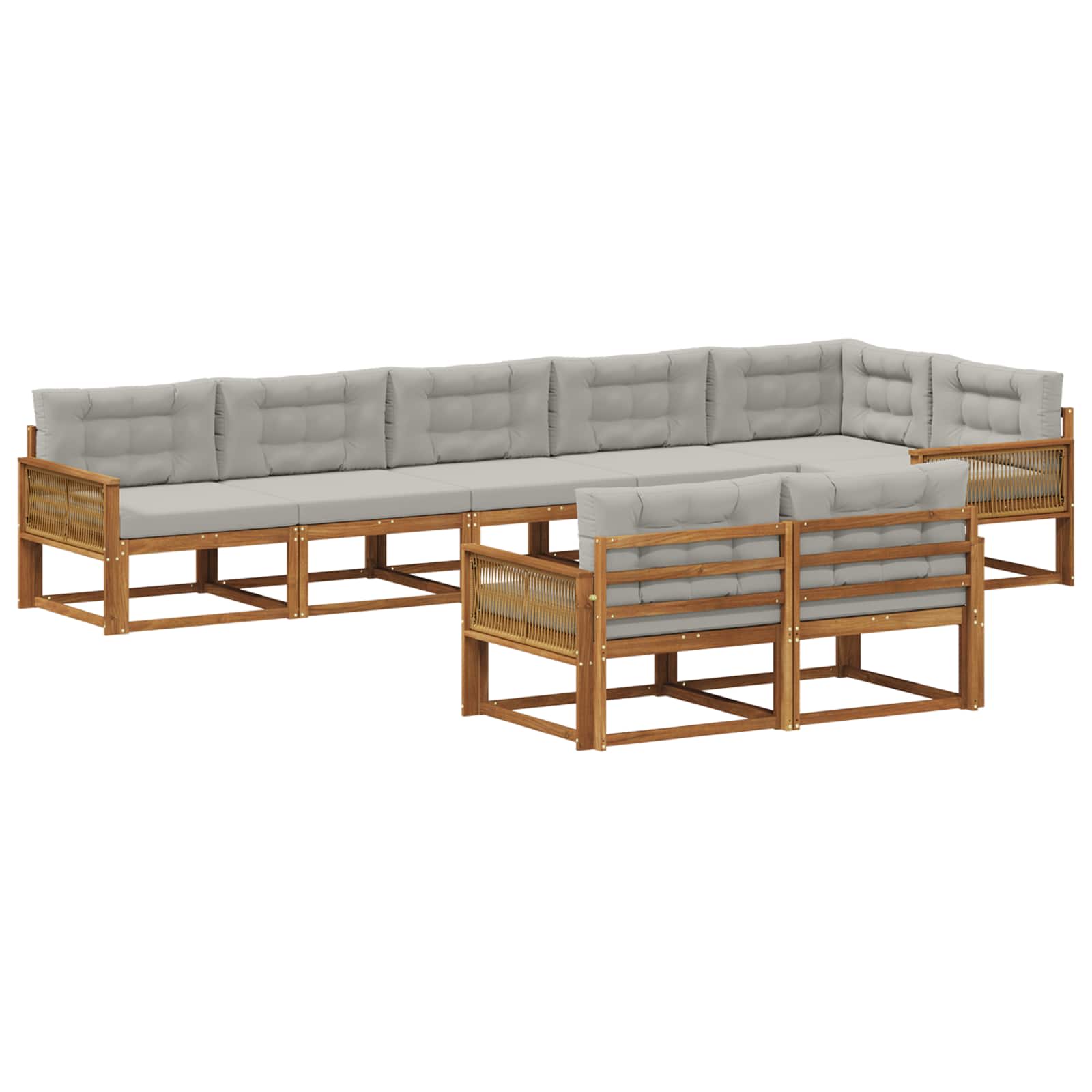 Outdoor-Sofagarnitur 8 Stk. Natur und Hellgrau