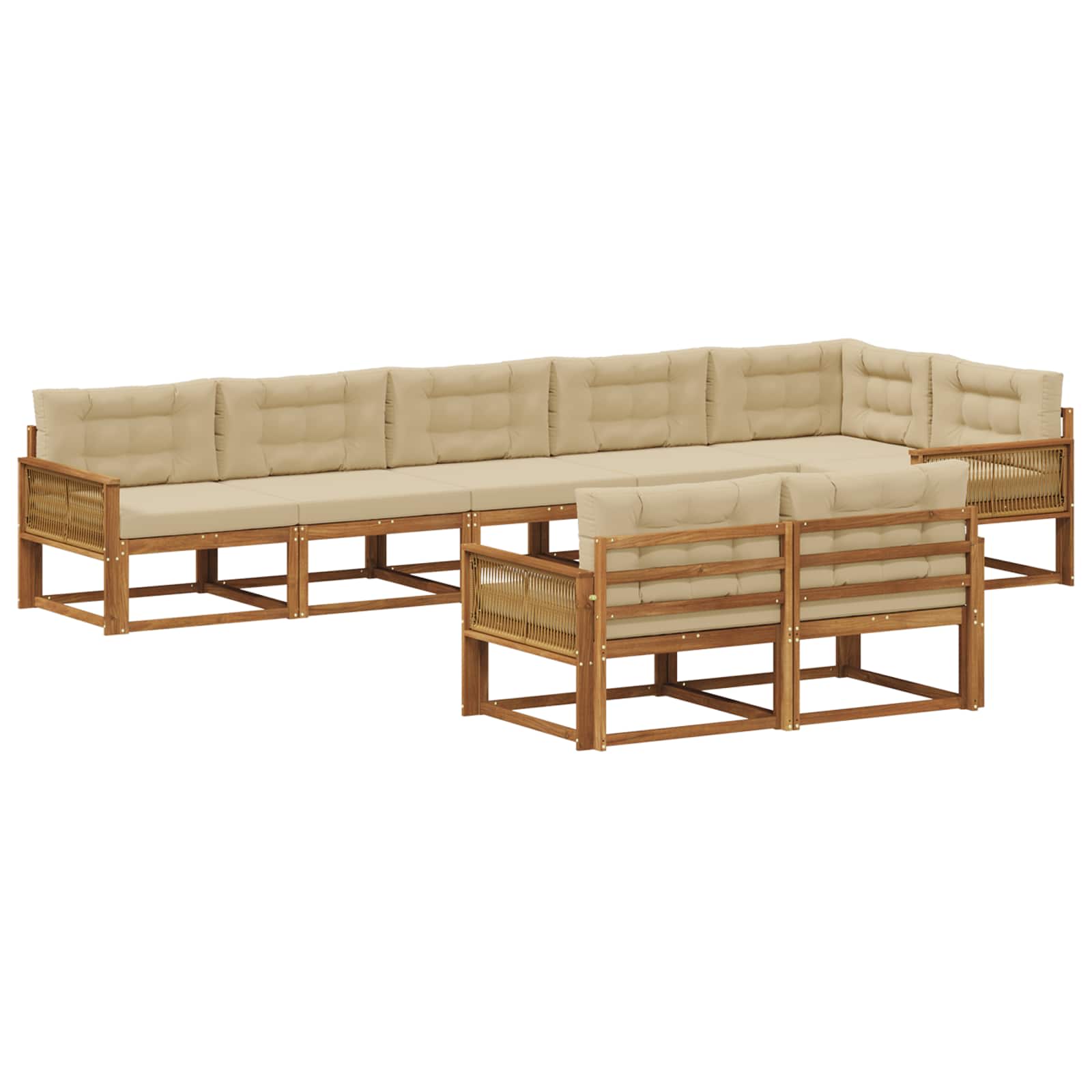 Outdoor-Sofagarnitur 8 Stk. Natur und Beige