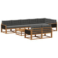 Outdoor-Sofagarnitur mit Kissen 9 pcs Natur und Anthrazit