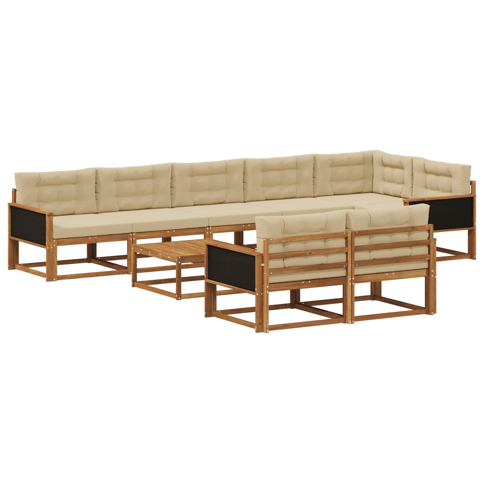 Outdoor-Sofagarnitur 9 pcs Natur und Beige