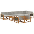 Outdoor-Sofagarnitur 9 pcs Natur und Hellgrau