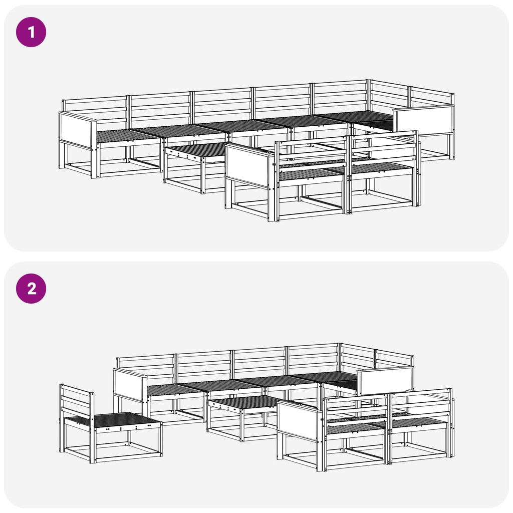 Outdoor-Sofagarnitur 9 pcs Natur Massivholz Akazie