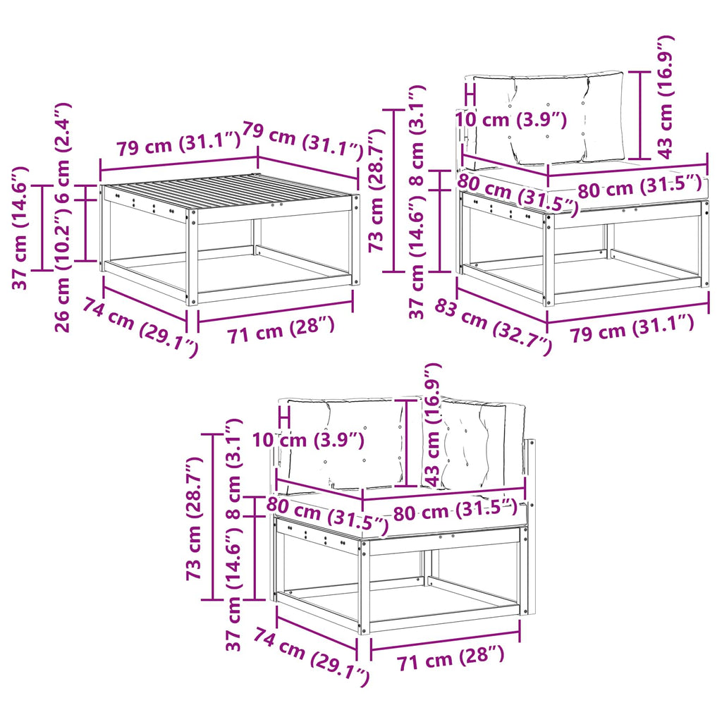 Outdoor-Sofagarnitur mit Kissen 9 pcs Natur und Beige