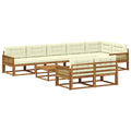 Outdoor-Sofagarnitur mit Kissen 9 pcs Natur und Creme