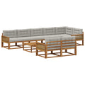 Outdoor-Sofagarnitur mit Kissen 9 pcs Natur und Hellgrau