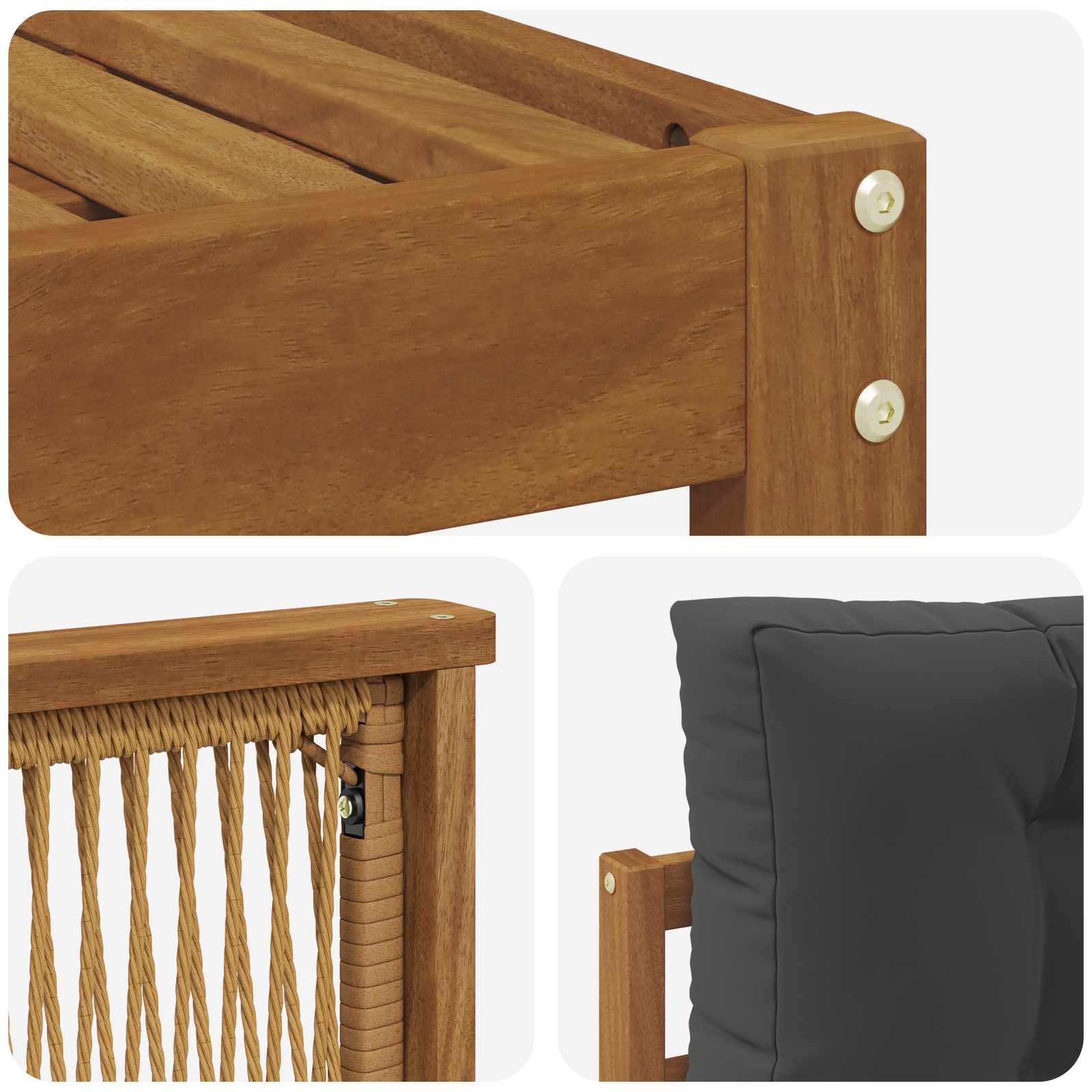 Outdoor-Sofagarnitur mit Kissen 9 pcs Natur und Anthrazit