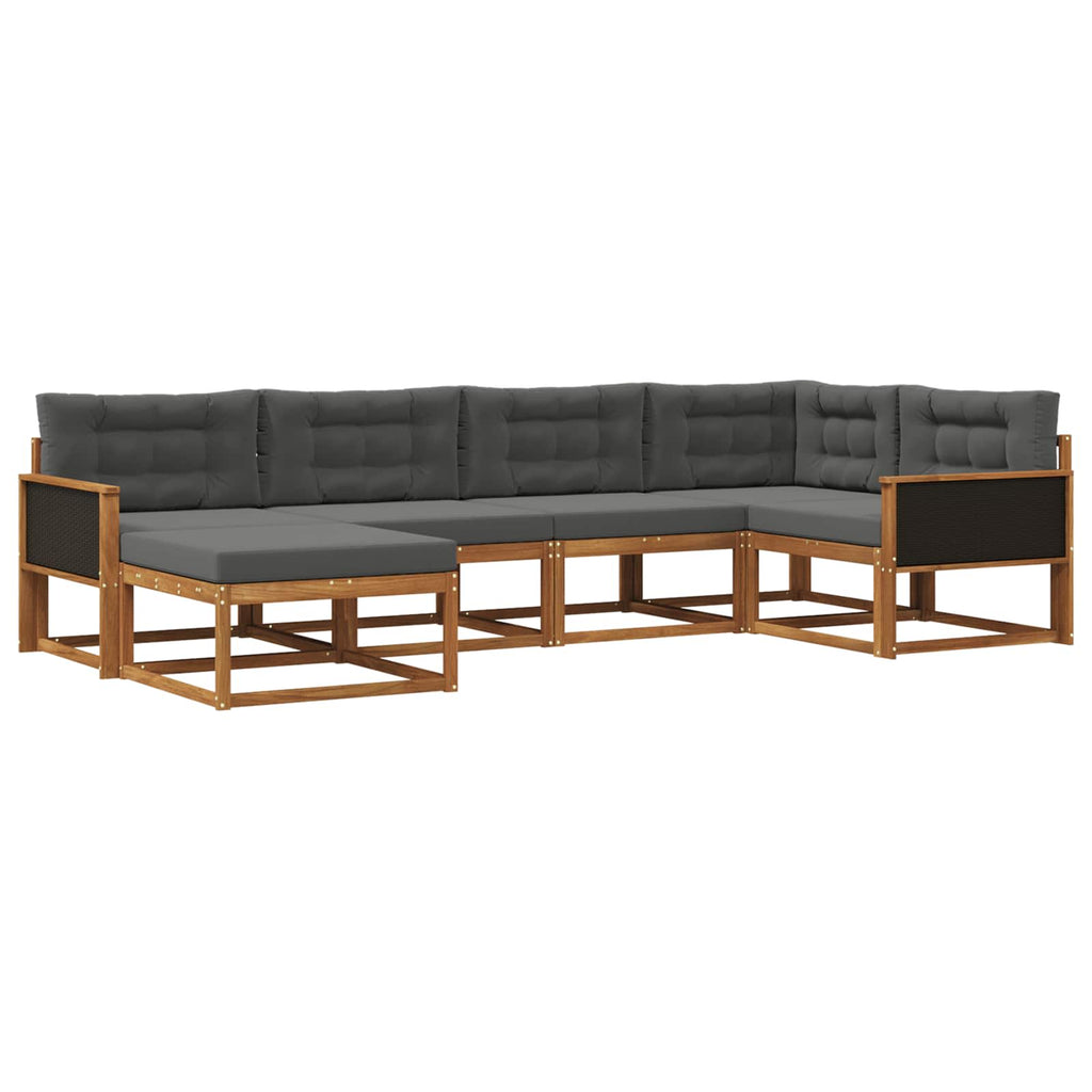 Outdoor-Sofagarnitur mit Kissen 6 pcs Natur und Anthrazit