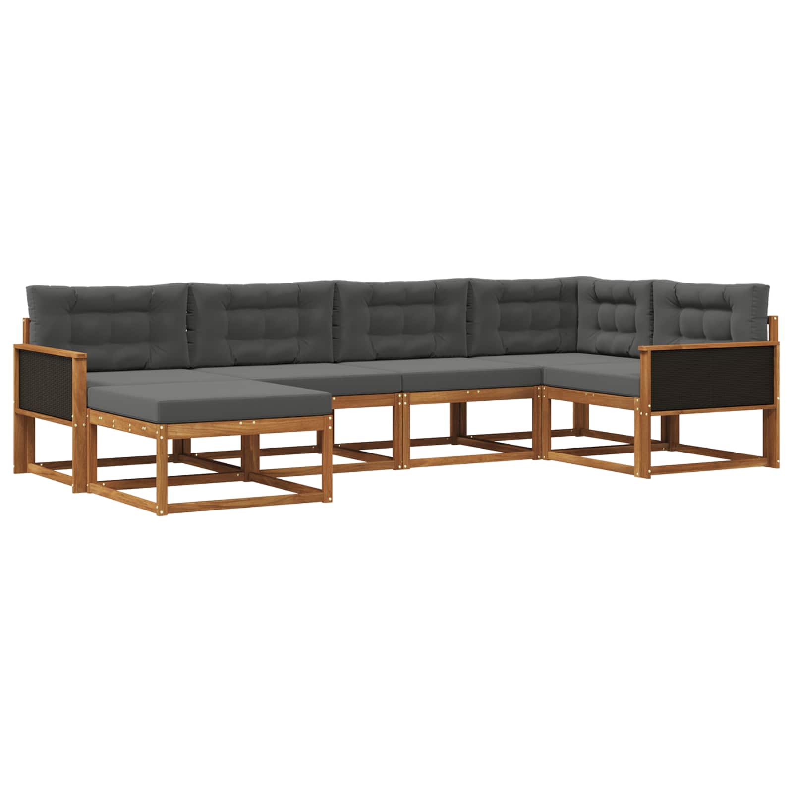 Outdoor-Sofagarnitur mit Kissen 6 pcs Natur und Anthrazit