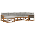 Outdoor-Sofagarnitur mit Kissen 6 pcs Natur und Hellgrau