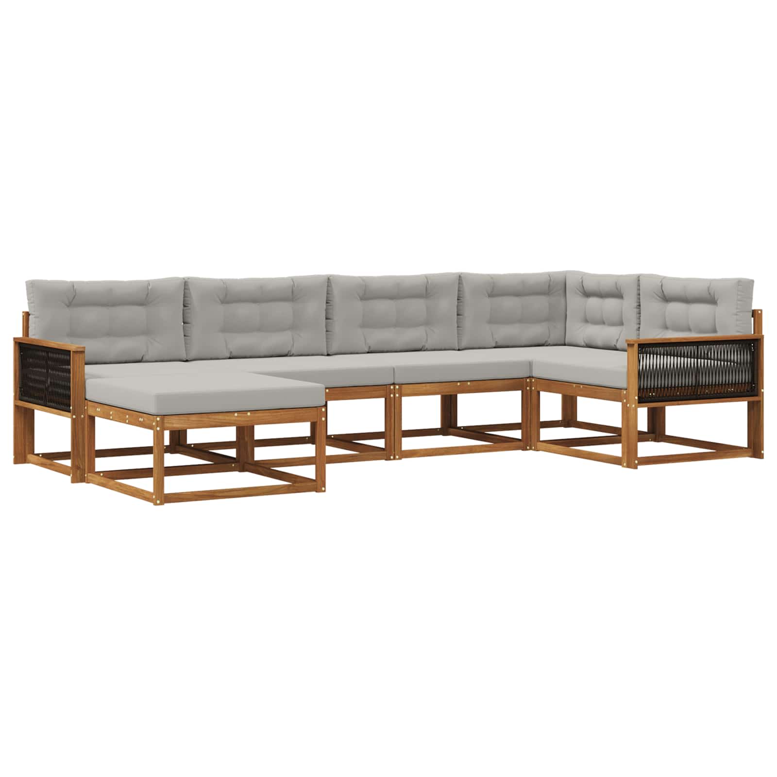 Outdoor-Sofagarnitur mit Kissen 6 pcs Natur und Hellgrau