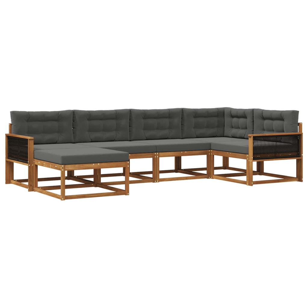 Outdoor-Sofagarnitur mit Kissen 6 pcs Natur und Anthrazit