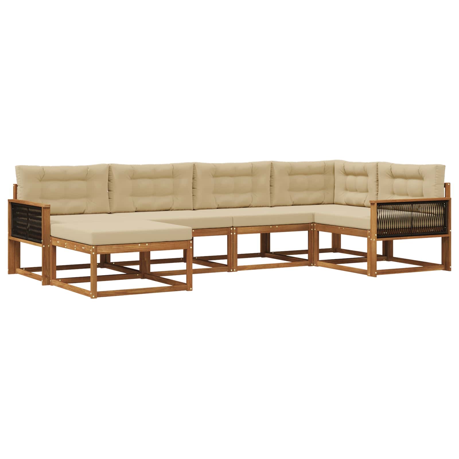 Outdoor-Sofagarnitur mit Kissen 6 pcs Natur und Beige