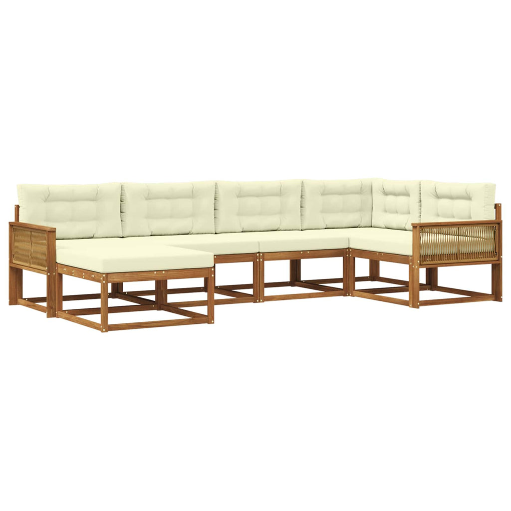 Outdoor-Sofagarnitur mit Kissen 6 pcs Natur und Creme