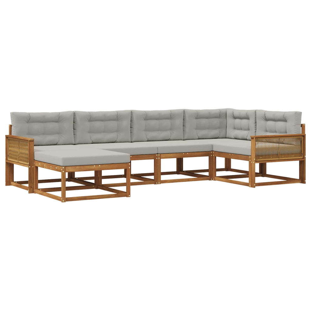 Outdoor-Sofagarnitur mit Kissen 6 pcs Natur und Hellgrau