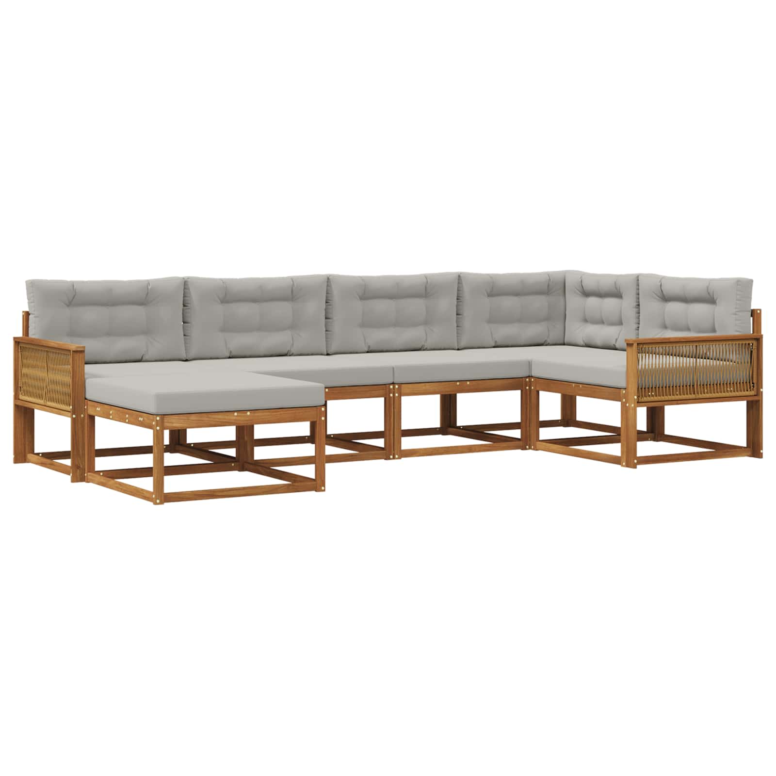 Outdoor-Sofagarnitur mit Kissen 6 pcs Natur und Hellgrau