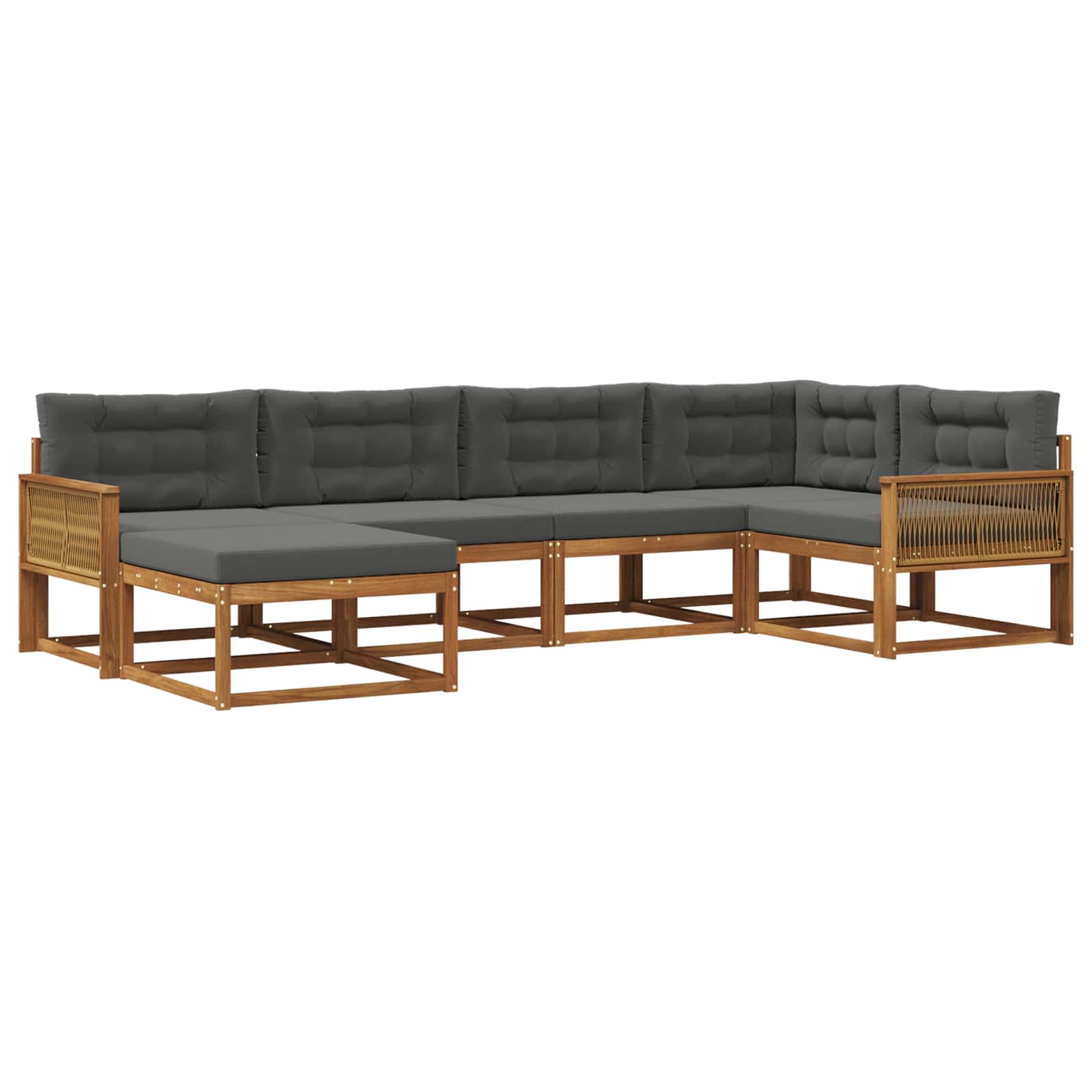 Outdoor-Sofagarnitur mit Kissen 6 pcs Natur und Anthrazit