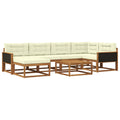 Outdoor-Sofagarnitur mit Kissen 7 pcs Natur und Creme