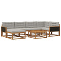 Outdoor-Sofagarnitur mit Kissen 7 pcs Natürlich und Hellgrau