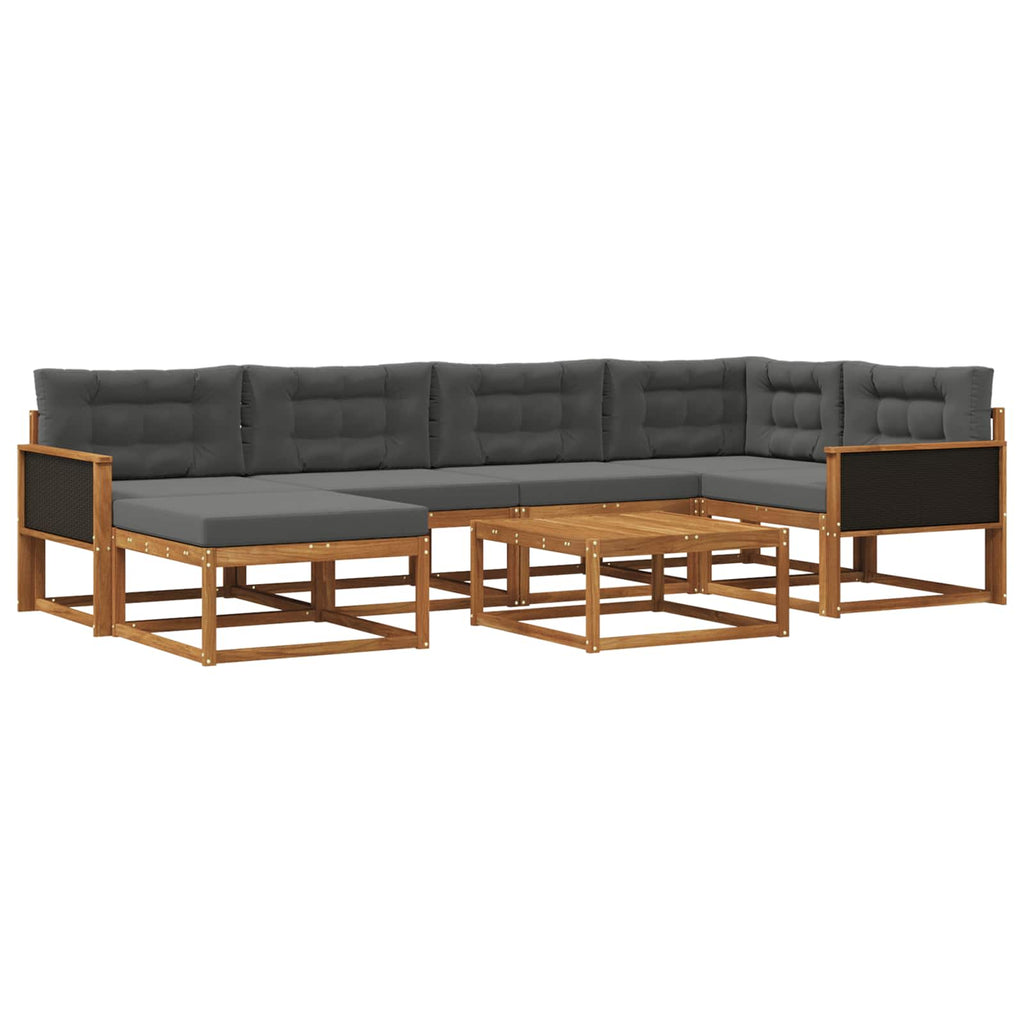 Outdoor-Sofagarnitur mit Kissen 7 pcs Natur und Anthrazit