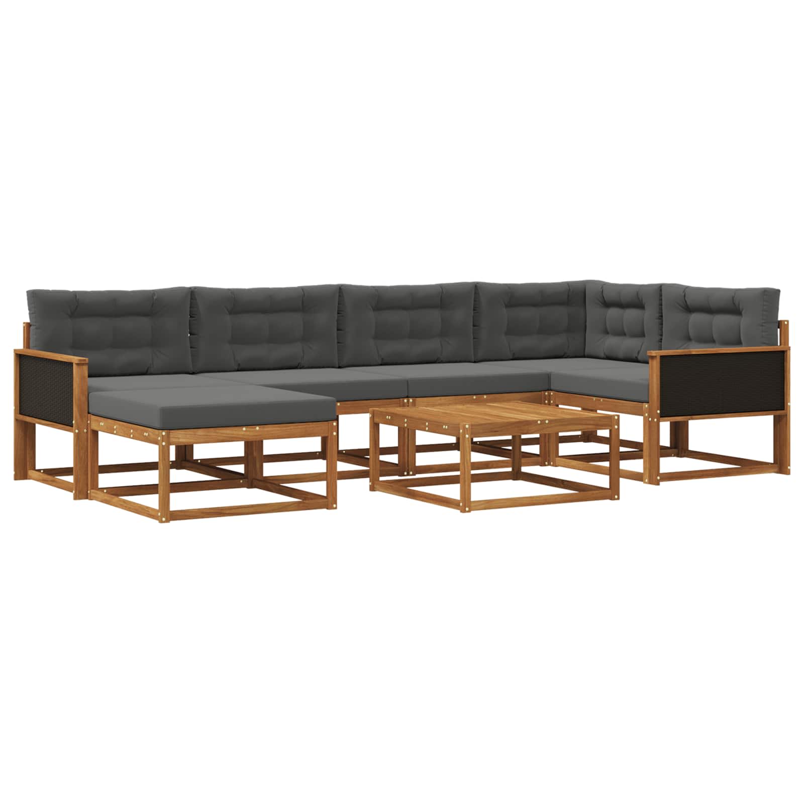 Outdoor-Sofagarnitur mit Kissen 7 pcs Natur und Anthrazit