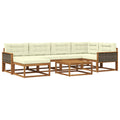 Outdoor-Sofagarnitur mit Kissen 7 pcs Natur und Creme
