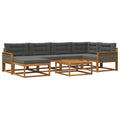 Outdoor-Sofagarnitur mit Kissen 7 pcs Natur und Anthrazit