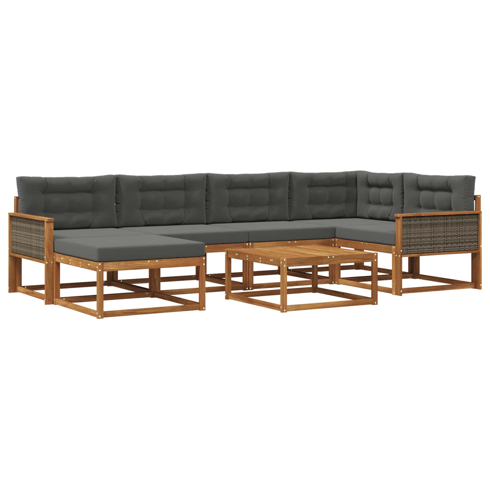 Outdoor-Sofagarnitur mit Kissen 7 pcs Natur und Anthrazit